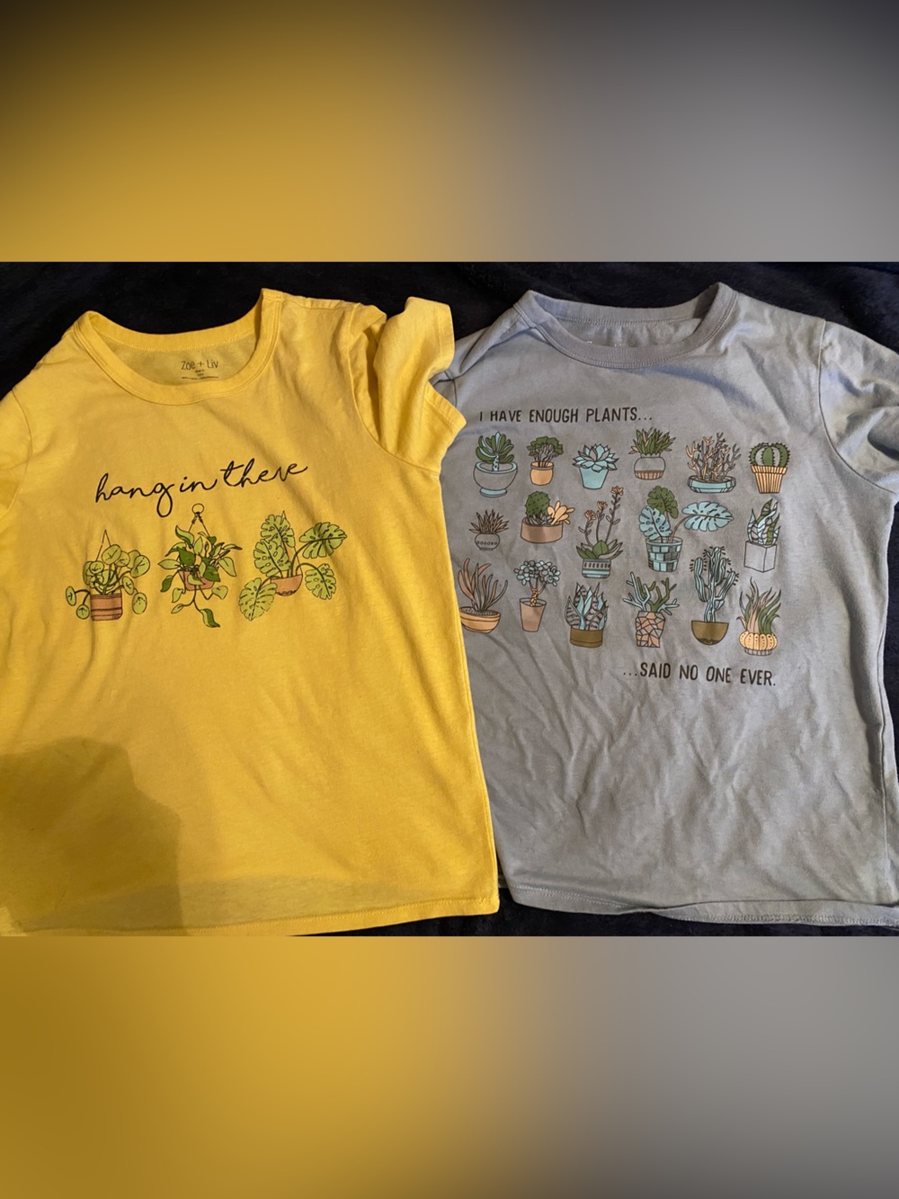 Zoe + Liv Yellow 'Hang in There' “I have enough Plants” Plant lover Graphic Tee
